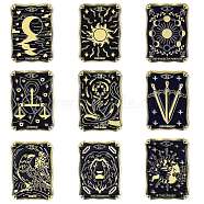 9Pcs 9 Styles Alloy Brooch, Enamel Pins, Light Gold, Tarot Card Badges, Black, 30.5x21.5x1.5mm, 1pc/style(JEWB-SZ0001-95)