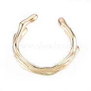 Brass Wave Open Cuff Ring for Women, Nickel Free, Real 18K Gold Plated, US Size 6(16.5mm)(RJEW-T001-94G)