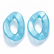 Imitation Jelly Acrylic Linking Rings, Quick Link Connectors, for Curb Chains Making, Twist, Sky Blue, 30x21x6mm, Inner Diameter: 16x8mm(OACR-S036-001B-E01)