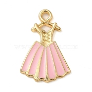 Alloy Enamel Pendants, Dress Charm, Golden, Pink, 21x13.5x1.5mm, Hole: 1.6mm(ENAM-Q507-12B)