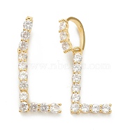 Brass Micro Pave Clear Cubic Zirconia Pendants, Real 18K Gold Plated, Letter, Letter.L, 19~22.5x10.5~20x2.5mm, Hole: 9.5x6mm(ZIRC-J039-18G-L)