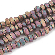 Electroplate Non-magnetic Synthetic Hematite Beads Strands, Matte Style, Chips, Rainbow Plated, 5~10x4.5~5.5x4mm, Hole: 1mm, about 105pcs/strand, 14.9 inch(G-T061-103F)
