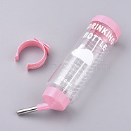 No Drip Small Animal Water Bottle, for Small Pet/Bunny/Ferret/Hamster/Guinea Pig/Rabbit, Pink, 212x76x51.5mm, Hole: 3mm, Capacity: 250ml(AJEW-WH0014-62C)