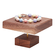 Wooden Bracelet Display Riser Stands, Square Jewelry Holder for Bangle Bracelet Storage, Camel, Finish Product: 10x9.9x5cm(BDIS-WH0012-02)