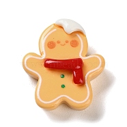 Christmas Theme Opaque Resin Decoden Cabochons, for Jewelry Making, Gingerbread Man, 24.5x22x8.5mm(RESI-F053-D02)