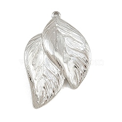 304 Stainless Steel Pendants, Leaf Charms, Stainless Steel Color, 32x20.5x3mm, Hole: 1.3mm(SA-CBABA5E-12P)
