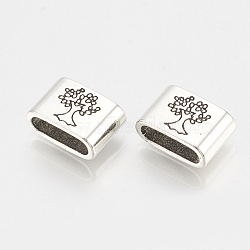 Tibetan Style Alloy Slide Charms, Cadmium Free & Lead Free,, Rectangle with Tree of Life, Antique Silver, 8x12x5mm, Hole: 9.5x3mm, 800pcs/1000g(TIBEB-N004-AS-LF)