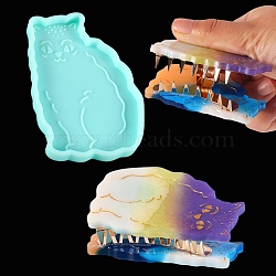 Claw Hair Clip Cabochon Silicone Molds, Resin Casting Molds, For UV Resin, Epoxy Resin Jewelry Making, Cat, Aquamarine, 72x49x6mm(DIY-C052-07)