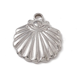304 Stainless Steel Pendants, Shell Charm, Stainless Steel Color, 18x16x2.5mm, Hole: 2.1mm(STAS-P316-09P)