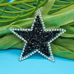 Hotfix Rhinestone Embellishment, Glass Rhinestone Trimming, Costume Accessories, Star, Jet & Crystal, 58x60x2.5mm(DIY-WH0304-405)