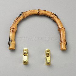 Arch Plastic Imitation Bamboo Bag Handles, Hard Bag Handles, with Metal Base, Peru, 10.3x13.1x1.4cm(FIND-WH0139-196B-02)