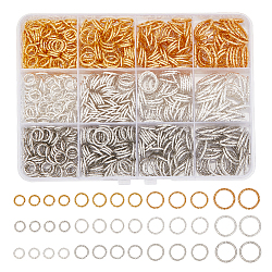 660Pcs 12 Styles Iron Textured Jump Rings, Open Jump Rings, for Chainmaille Weaves, for Jewelry Making, Mixed Color, 7.5~15x1mm, 18 Gauge, Inner Diameter: 5.5~12mm(IFIN-AR0001-36)