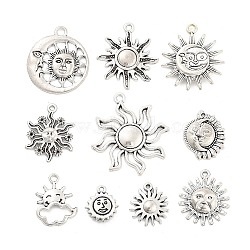 10 Pcs Tibetan Style Alloy Pendants, Sun, Antique Silver, 15x13x2mm, Hole: 1~2.8mm(FIND-G077-04AS)