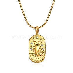 Constellations Cubic Zirconia Pendant Necklace, with Golden Stainless Steel Round Snake Chains, Scorpio, 17.72 inch(45cm)(PW-WG56929-04)