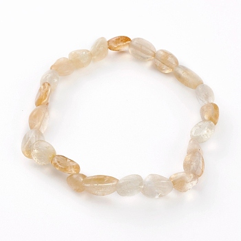 Natural Citrine(Dyed & Heated) Beads Stretch Bracelets, Nuggets, Inner Diameter: 2-1/4 inch(5.7cm)