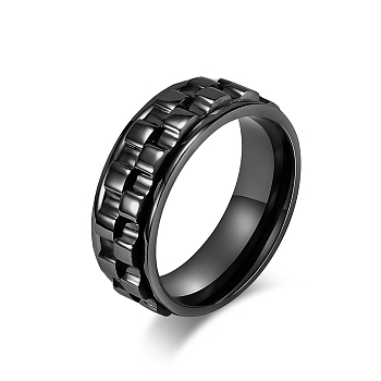 Gear Titanium Steel Rotating Finger Ring, Fidget Spinner Ring for Calming Worry Meditation, Black, US Size 10(19.8mm)
