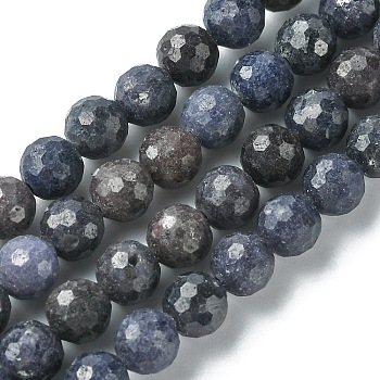 Natural Sapphire Beads Strands, Faceted, Round, 6mm, Hole: 1mm, about 67~68pcs/strand, 15.28~15.43 inch(38.8~39.2cm)