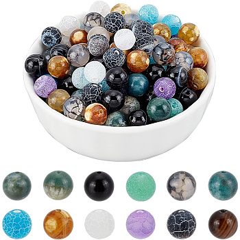 240Pcs 12 Styles Natural Gemstone Beads, Round, Mixed Dyed and Undyed, 8~8.5mm, Hole: 0.5~1mm, 20pcs/style