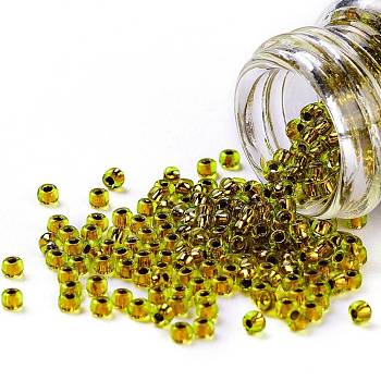 TOHO Round Seed Beads, Japanese Seed Beads, (747) Copper Lined Lime Green, 11/0, 2.2mm, Hole: 0.8mm, about 1110pcs/10g