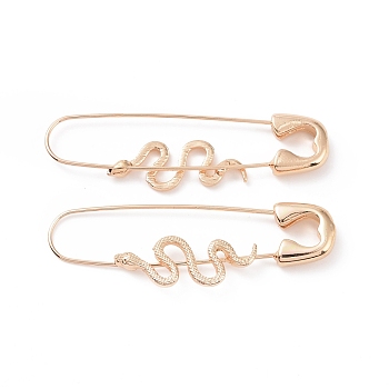 Alloy Safety Pin with Snake Hoop Earrings for Women, Light Gold, 50x14x3mm, Pin: 0.6mm