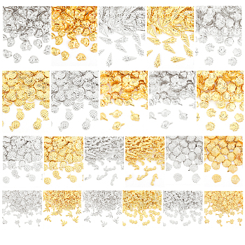 2200Pcs Ocean Themed Alloy and Brass Cabochons, Nail Art Decoration Accessories for Women, Golden & Silver, 7x3mm