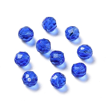 Glass Imitation Austrian Crystal Beads, Faceted, Round, Medium Blue, 6mm, Hole: 1mm