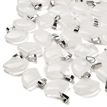 Natural Quartz Crystal Pendants, with Stainless Steel Color Plated 201 Stainless Steel Snap on Bails, Sector, 20~20.5x21~22x5.5~6mm, Hole: 6x4mm