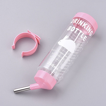 No Drip Small Animal Water Bottle, for Small Pet/Bunny/Ferret/Hamster/Guinea Pig/Rabbit, Pink, 212x76x51.5mm, Hole: 3mm, Capacity: 250ml