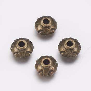 Tibetan Style Alloy Spacer Beads, Lead Free & Nickel Free, Donut, Antique Bronze, 7x5mm, Hole: 2mm