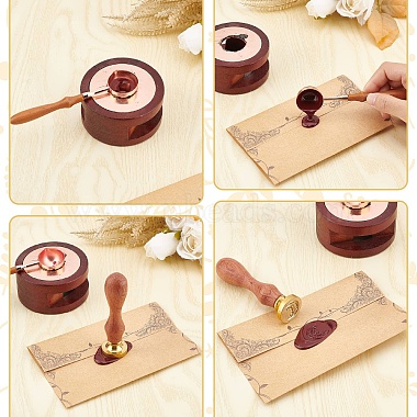 Brass Wax Seal Stamp with Rosewood Handle(AJEW-WH0412-0288)-3