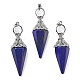 Dyed Natural Lapis Lazuli Faceted Cone Big Pendants(G-P552-04P-02)-1