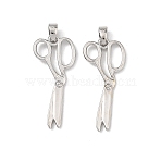 Brass Pendants, Scissors Charms, Platinum, 29x13x1mm, Hole: 3.5x2mm(KK-L277-02P)