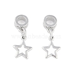 Brass Pendants, Lead Free & Cadmium Free, Platinum, Star, 15mm, Pendant: 7x5.5x1mm, Hole: 2.5mm(KK-A226-06E-P)