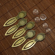 18mm Clear Domed Glass Cabochon Cover for Antique Bronze DIY Alloy Portrait Bookmark Making, Lead Free & Nickel Free, Bookmark Cabochon Settings: 80x22mm, Tray: 18mm(DIY-X0117-AB-FF)
