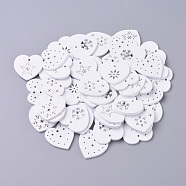 Natural Poplar Wood Pendants, Spray Painted, for Christmas, Heart with Snowflake, White, 27.5x28.5x2.5mm, Hole: 2.5mm(WOOD-D010-10B)
