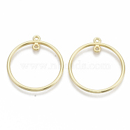 Alloy  2-Loop Link Pendants, Round Ring, Light Gold, 33x30x2mm, Hole: 1.5mm(X-PALLOY-S132-040B-G)