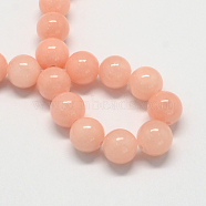 Natural Dyed Yellow Jade Gemstone Bead Strands, Round, Light Salmon, 6mm, Hole: 1mm, about 66pcs/strand, 15.7 inch(G-R271-6mm-YXS22)