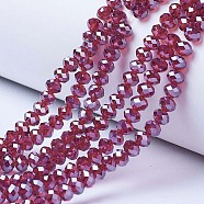 Electroplate Glass Beads Strands, Pearl Luster Plated, Faceted, Rondelle, Medium Violet Red, 2.5x2mm, Hole: 0.4mm, about 170pcs/strand, 11.8 inch(30cm)(EGLA-A034-T1mm-A02)