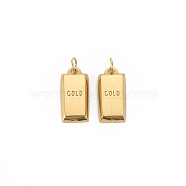 Ion Plating(IP) 304 Stainless Steel Charms, with Jump Rings, Rectangle with Word Gold, Real 14K Gold Plated, 14.5x7x2mm, Jump Ring: 4x1mm, 2.5mm inner diameter(STAS-N097-166)