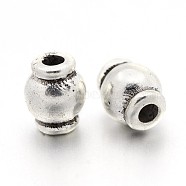 Tibetan Style Alloy Beads, Lead Free and Cadmium Free, Drum, Antique Silver Color, 6.5x5mm, Hole: 2mm(LF0344Y)