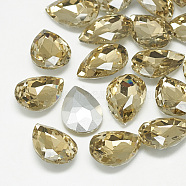 Pointed Back Glass Rhinestone Cabochons, Back Plated, Faceted, teardrop, Coffee, 18x13x5mm(RGLA-T081-13x18mm-04)