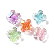 UV Plating Rainbow Iridescent Acrylic Beads, Bead in Bead, Butterfly, 15x15x9mm, Hole: 3.5mm(OACR-H112-15C)