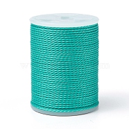 Round Waxed Polyester Cord, Taiwan Waxed Cord, Twisted Cord, Turquoise, 1mm, about 12.02 yards(11m)/roll(X-YC-G006-01-1.0mm-25)