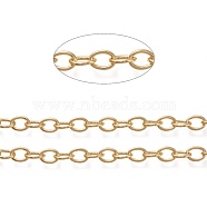 Brass Cable Chains, Oval Unwelded, Long-Lasting Plated, with Spool, Real 18K Gold Plated, Link: 11x8x1.5mm, about 16.4 Feet(5m)/roll(CHC-K010-01G)