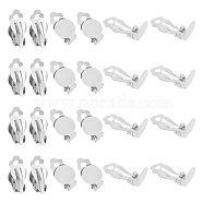 60Pcs 316 Stainless Steel Clip-on Earring Findings, Earring Settings, Flat Round, Stainless Steel Color, Tray: 12mm, 19.5x12x8.5mm, Hole: 3mm(STAS-UN0044-33)
