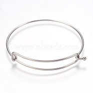Adjustable 304 Stainless Steel Expandable Bangle Making, Stainless Steel Color, 2-3/8 inch(60mm), 1.5mm(STAS-I081-01P)
