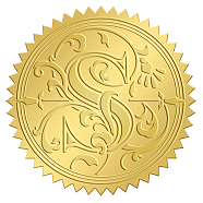 Self Adhesive Gold Foil Embossed Stickers, Medal Decoration Sticker, Letter Pattern, 5x5cm(DIY-WH0211-320)