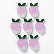 Cellulose Acetate(Resin) Decoden Cabochons, with Glitter Powder, Strawberry, Plum, 26x16x4mm(KY-N015-84)