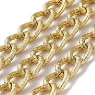 Oxidation Aluminum Textured Curb Chains, Twisted Chains, Unwelded, with Spool, Light Gold, 19x13.5x6mm, about 49.21 Feet(15m)/Roll(CHA-H001-13KCG)