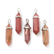 Natural Mookaite Pendants, with Platinum Tone Brass Findings, Bullet, 39.5x12x11.5mm, Hole: 4.5x2.8mm(G-M378-01P-A21)
